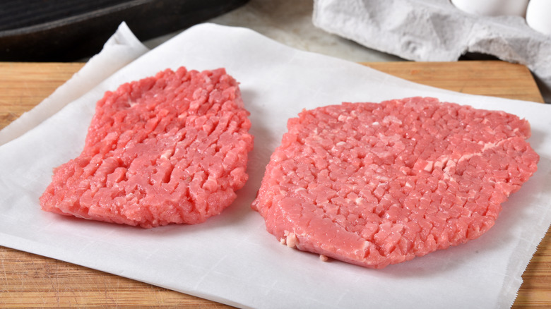 Raw cube steaks