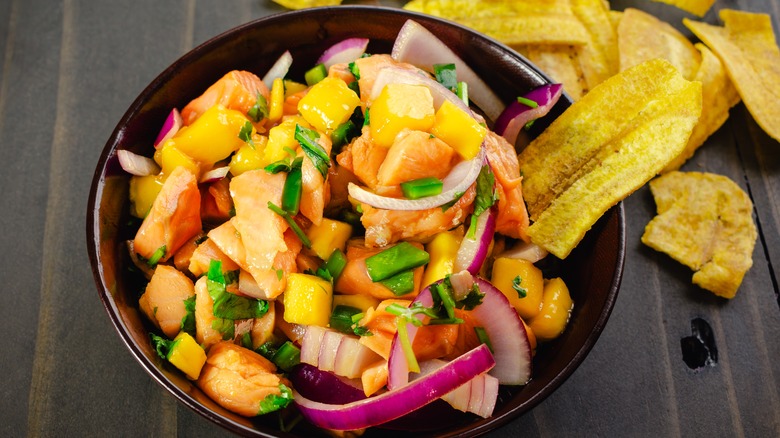 salmon and mango ceviche