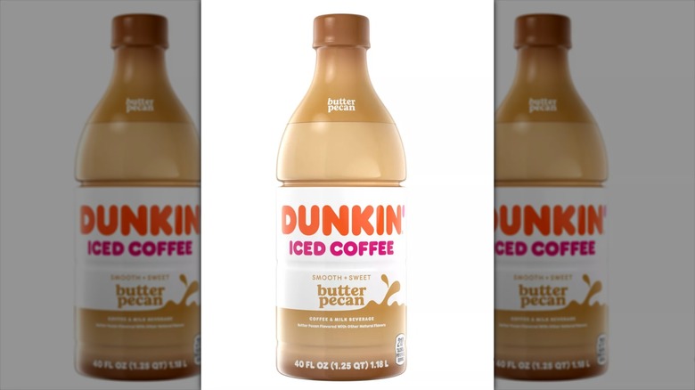 A 40-ounce bottle of Dunkin' butter pecan iced coffee