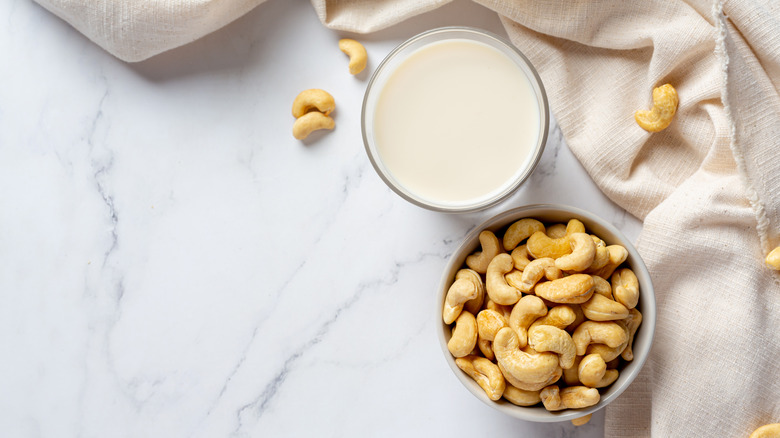 Cashew milk and fresh cashews