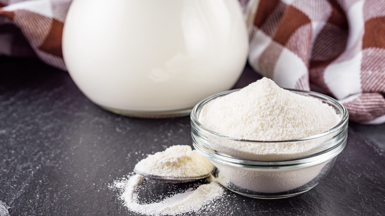 Bowl of powdered milk