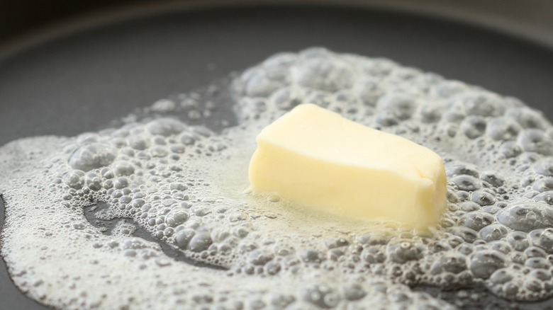 melting butter in pan