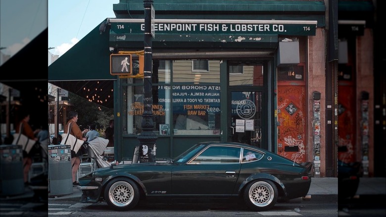 Car sitting in front of Greenpoint Fish & Lobster Co