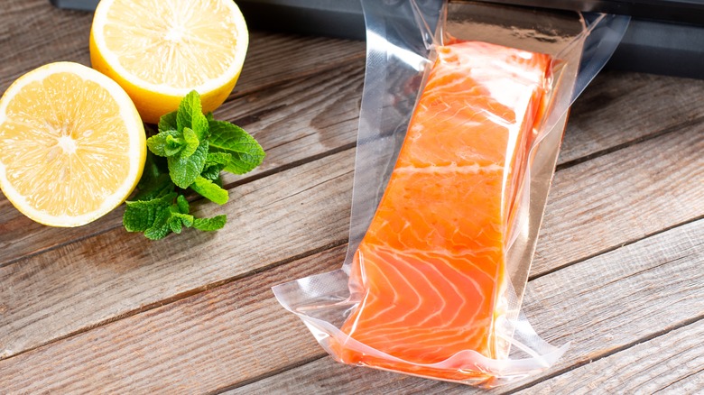 Vacuum sealed salmon filet