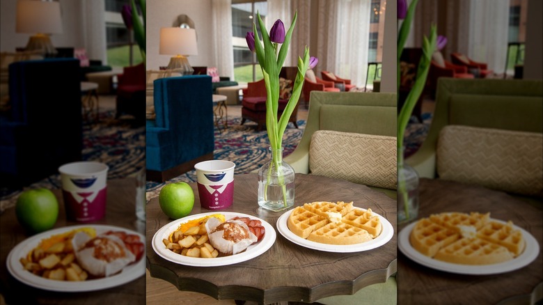 Waffle and other breakfast foods