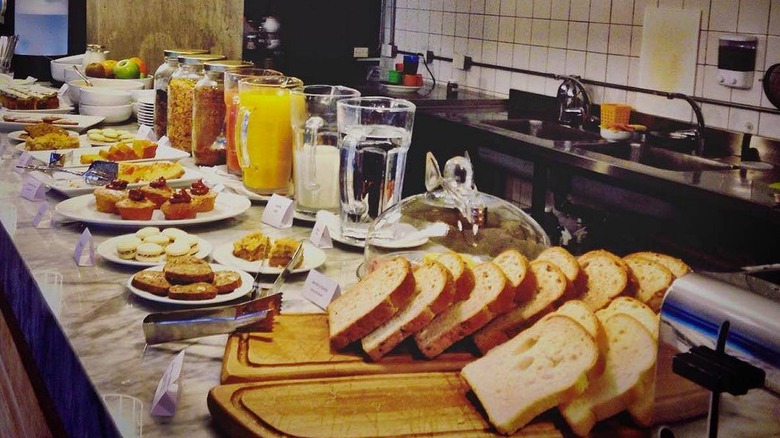 Breakfast buffet at a Hilton Curio