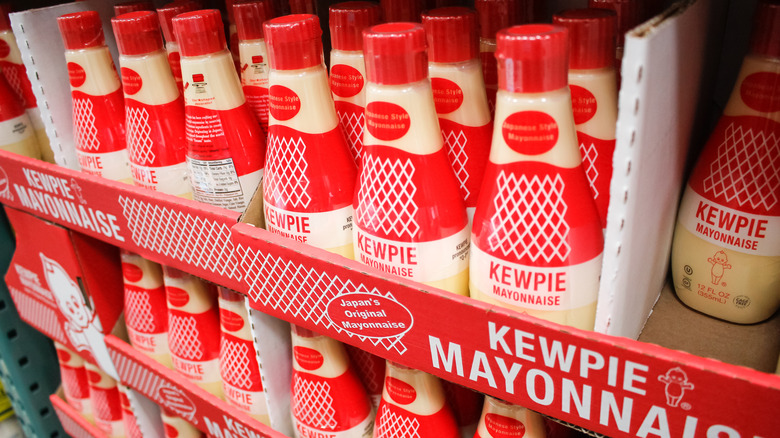 Kewpie mayonnaise bottles on shelf