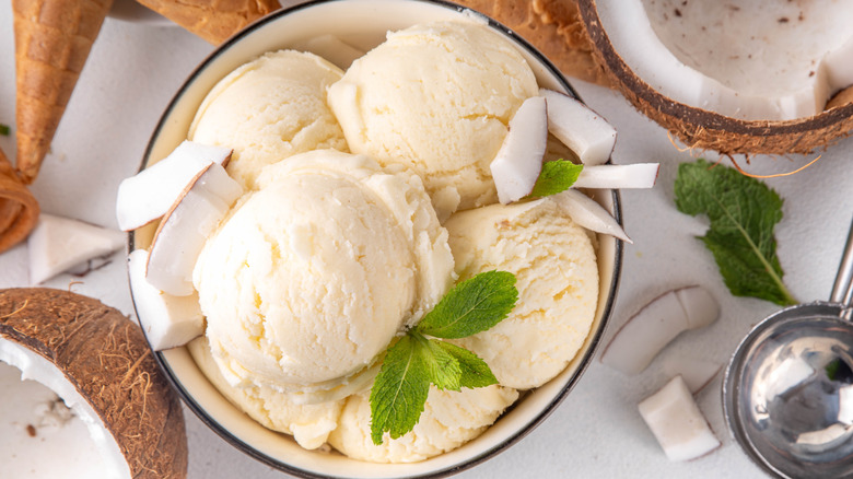 aerial shot of dairy free coconut ice cream