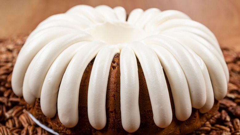 Frosted pecan praline Bundt cake