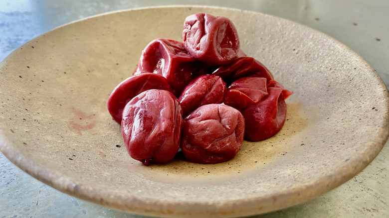 umeboshi on a stone plate