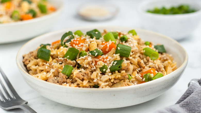 Close-up of bowl of fried rice