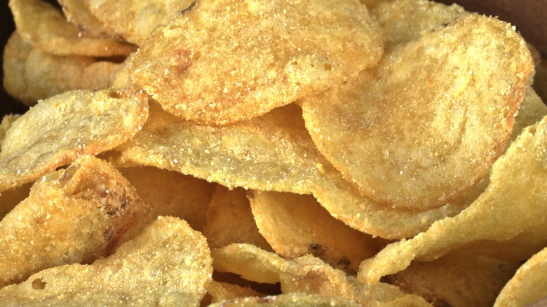 Kettle potato chips piled up