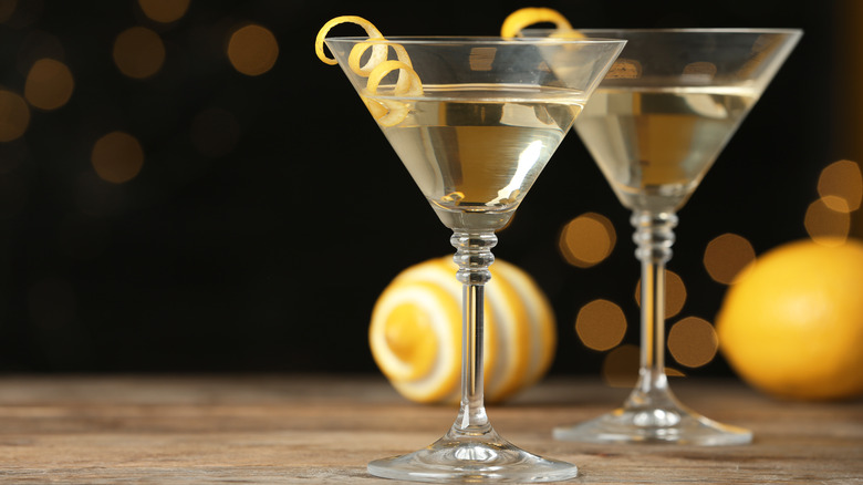 Two Smoky Martinis with lemon twists