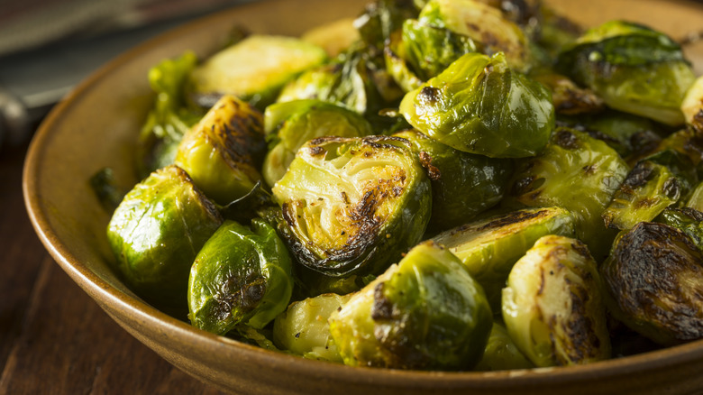 A bowl of roasted Brussels Sprouts