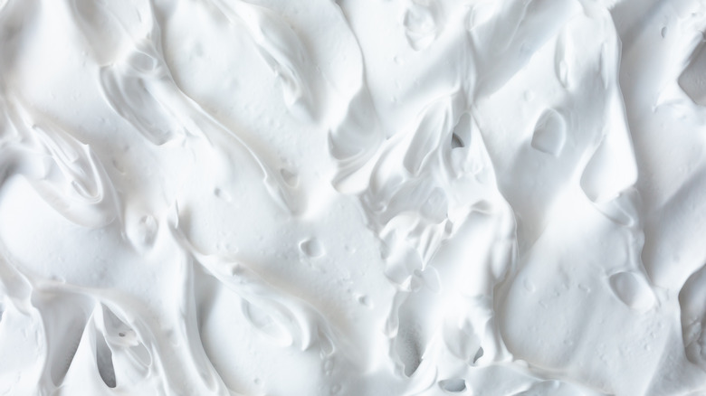 Overhead closeup of heavy whipping cream