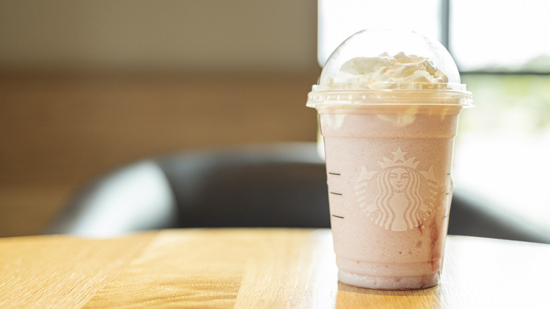 Pale pink strawberry Frappuccino