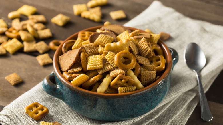 Snack mix in a bowl