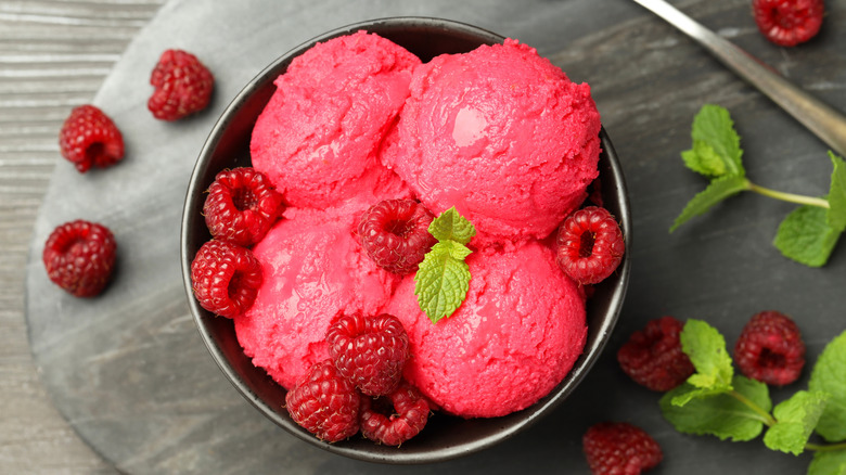 bowl of raspberry sorbet