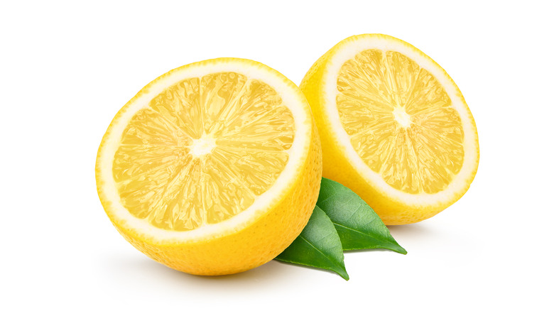 Lemon cut in half leaves white