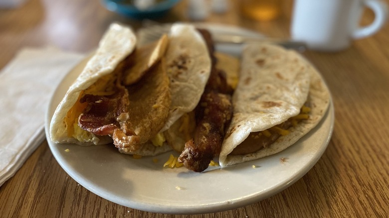 Breakfast tacos with bacon