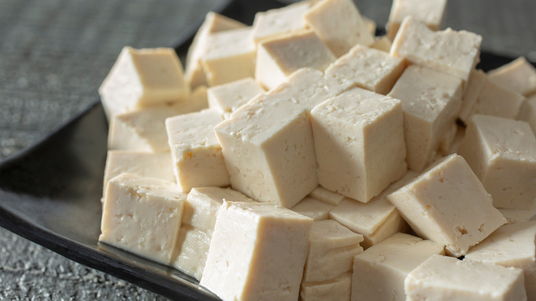 diced tofu in a bowl