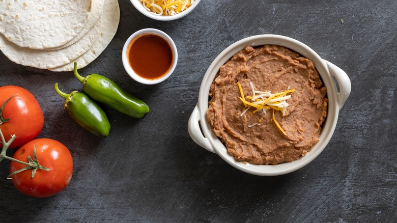 Mexican ingredients with refried beans