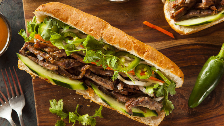 pork belly bahn mi sandwich