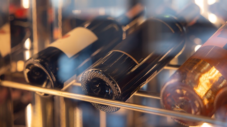 Bottles in a wine cooler