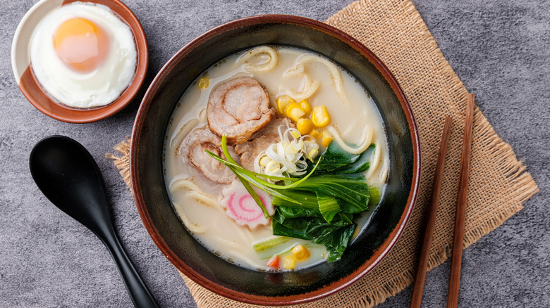 tonkotsu ramen with egg on the side