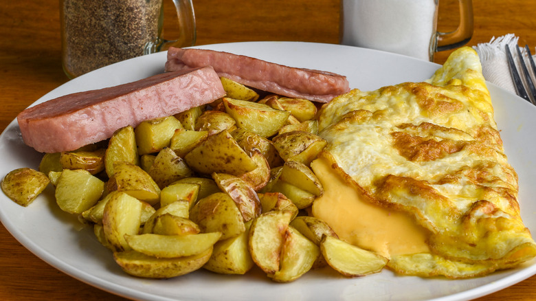 American cheese omelet on plate