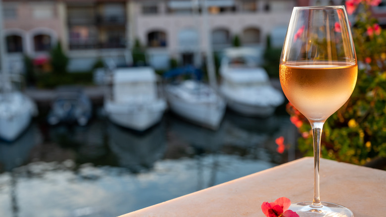 Provence rose wine glass at marina