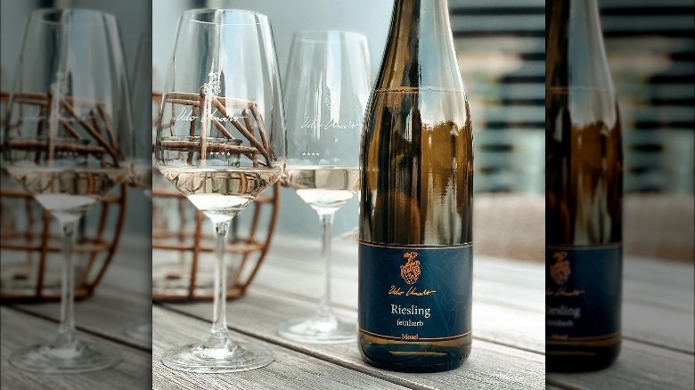 Bottle of riesling and glasses