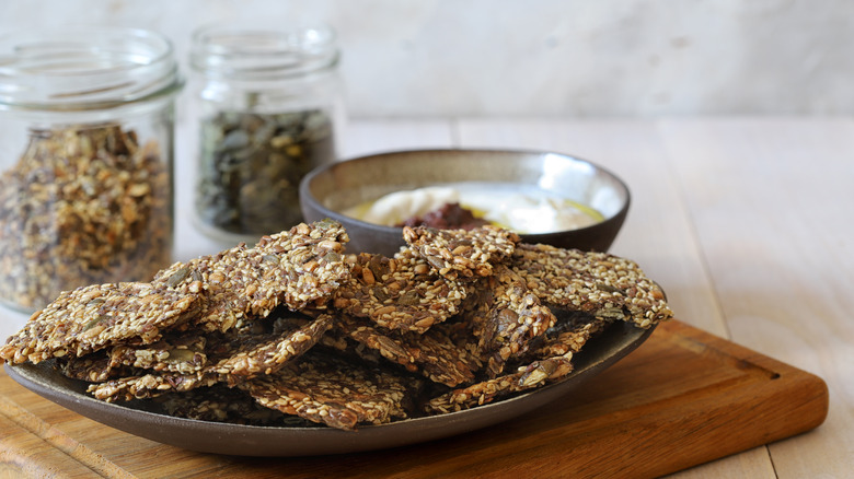 Gluten free grainy crackers