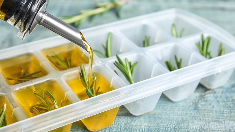 Olive oil and herbs ice cubes