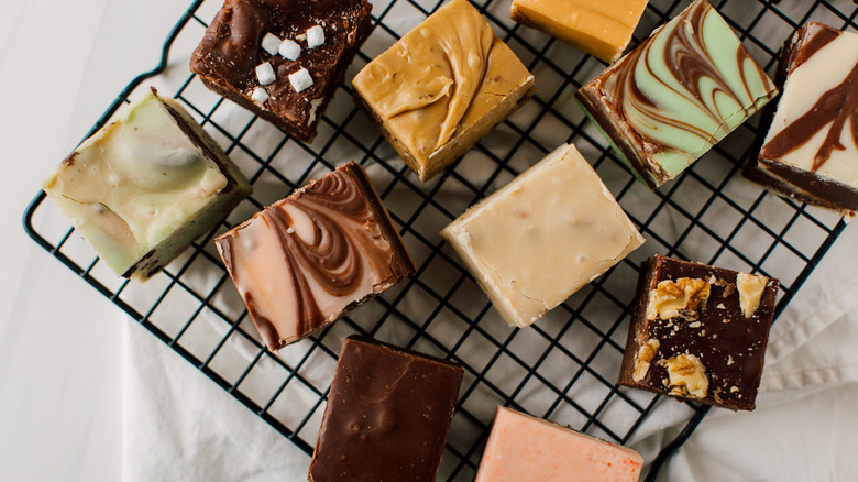 Homemade fudge cut into squares