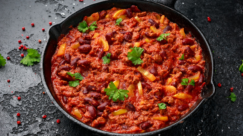 one-pan dinner in skillet 