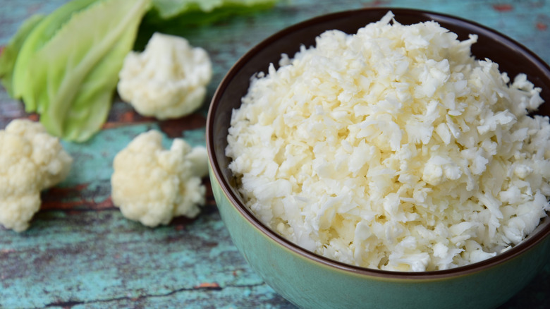 Cauliflower rice in bowl