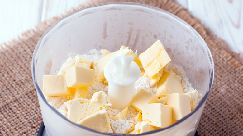 Butter and flour in food processor 