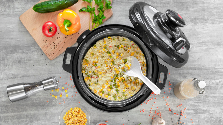 Instant Pot filled with soup