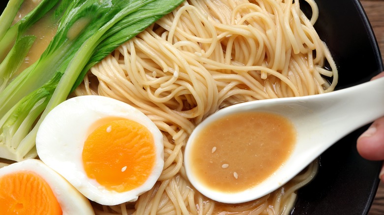 Ramen noodles and soft boiled egg