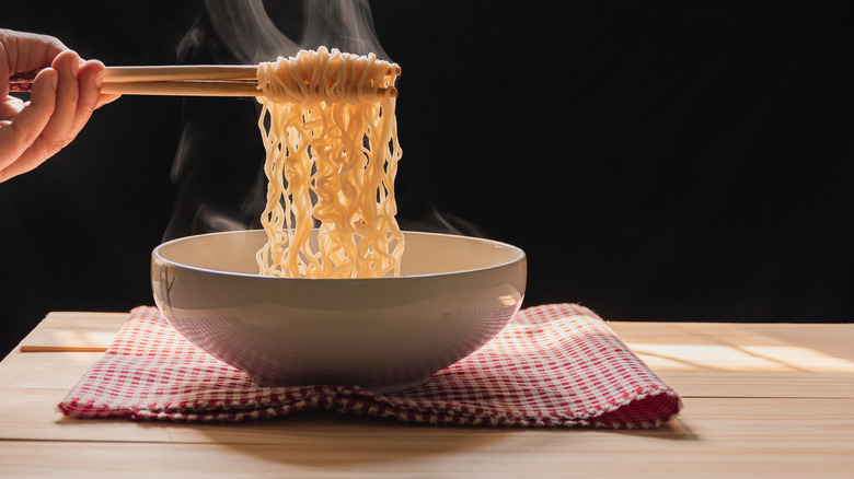 Instant noodles with chopsticks