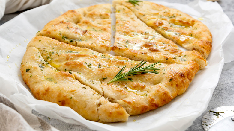 Freshly baked focaccia bread