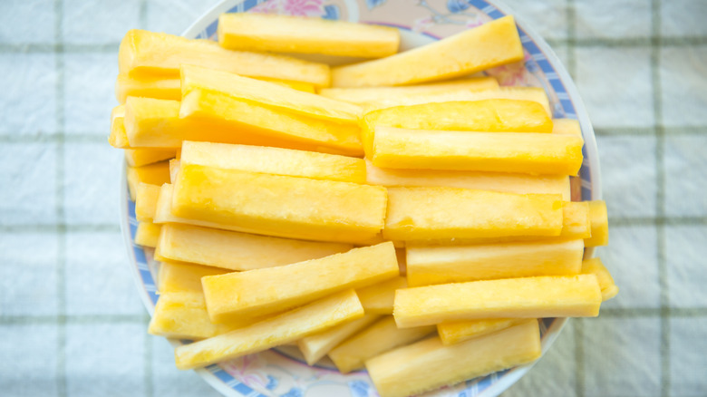 pineapple cores on a plate