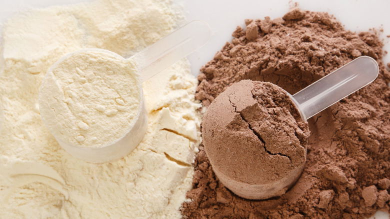 Protein powder with scoop