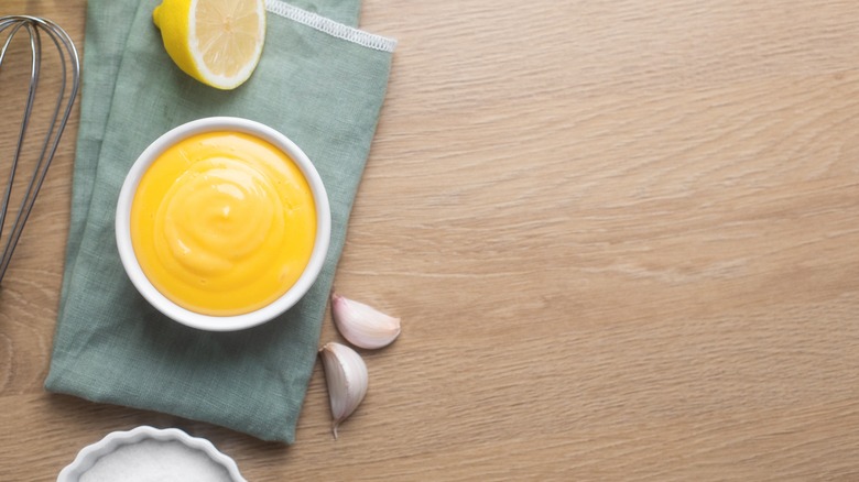 Aioli ingredients on table