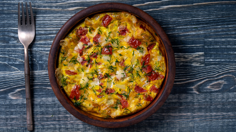 veggie frittata with fork