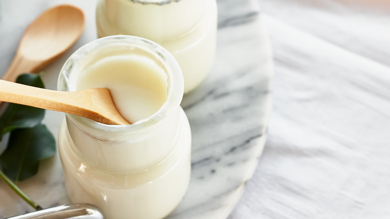 Homemade yogurt in a jar