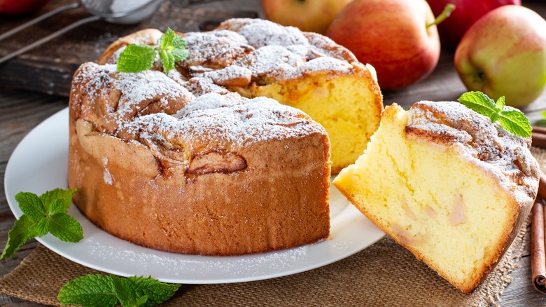 chiffon cake with powdered sugar