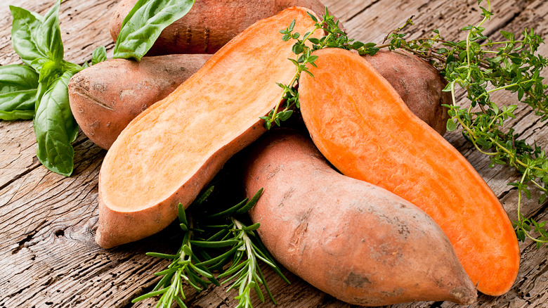 Sweet Potatoes with various herbs