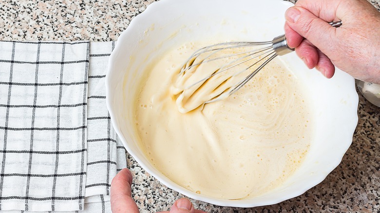 Whisking pancake batter